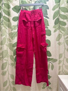 Lumiere Fuchsia Wide-Leg Cargo Pants